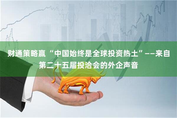 财通策略赢 “中国始终是全球投资热土”——来自第二十五届投洽会的外企声音